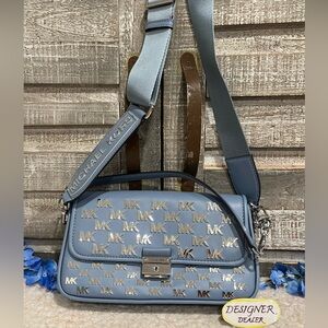 MICHAEL KORS Bradshaw Small Embellished Convertible Shoulder Bag Chambray